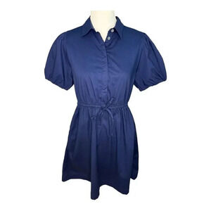 NEW J. Crew Size 6 Navy Blue Collared short-sleeve tie-waist mini‎ dress NWT